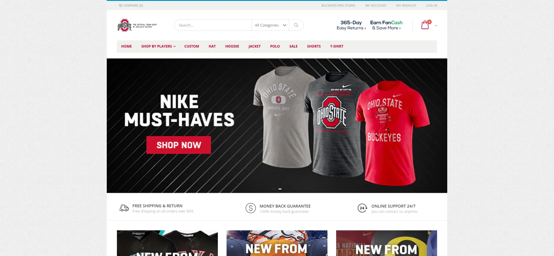 Website screenshot of Buckeyesprostore.com