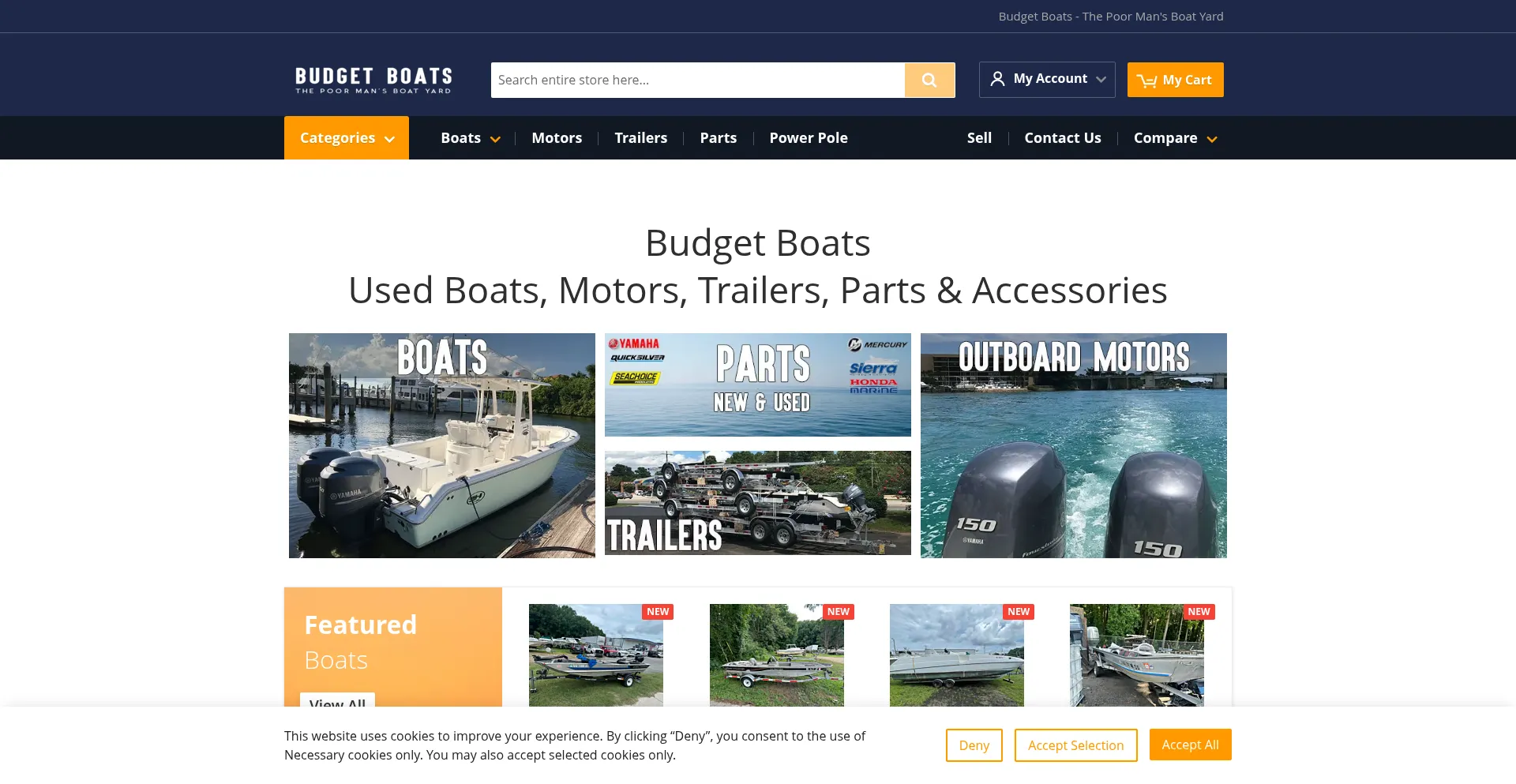 Website screenshot of Budgetboats.net
