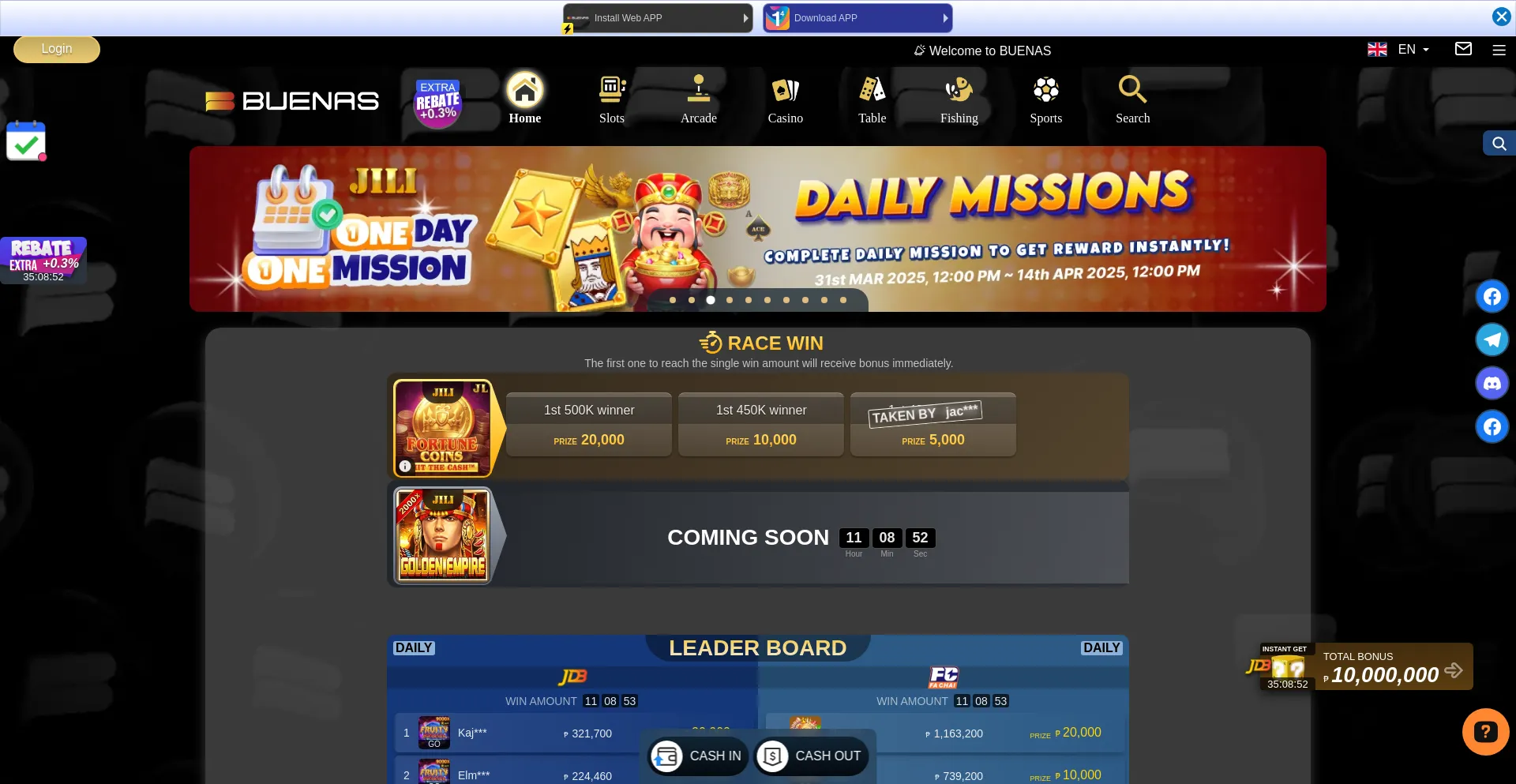 Website screenshot of Buenas88.vip