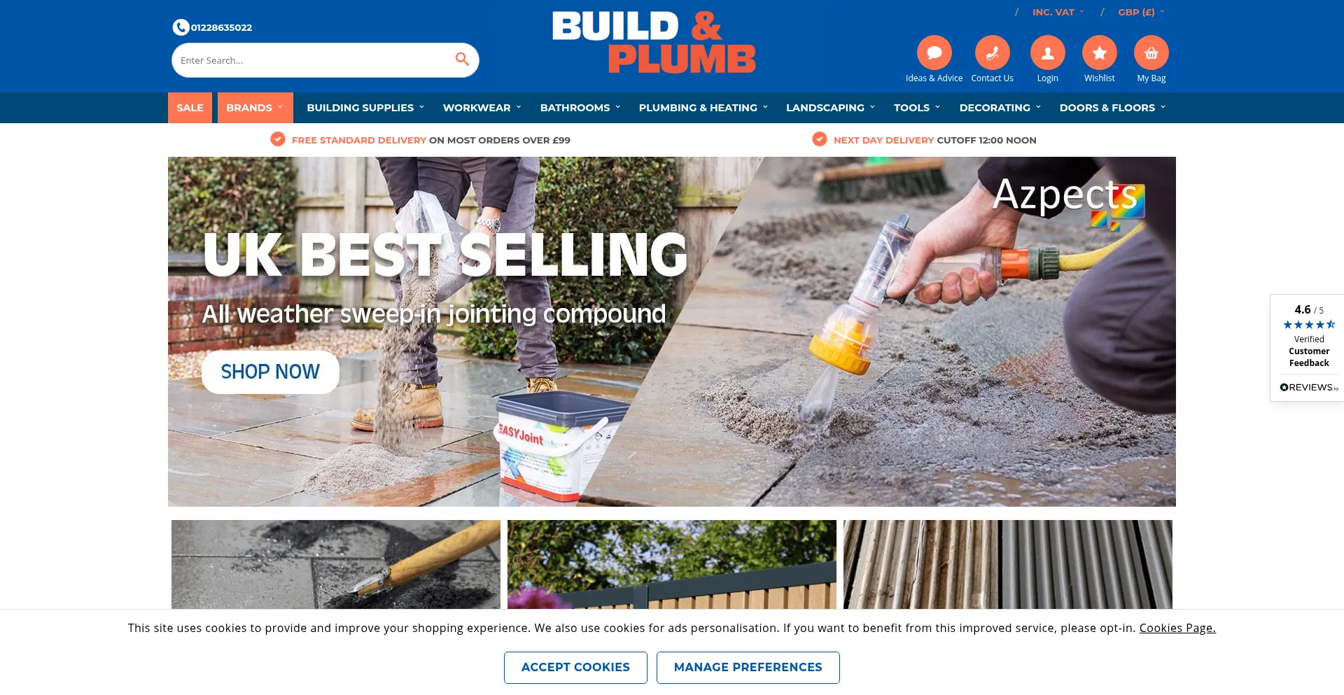 Website screenshot of Buildandplumb.co.uk