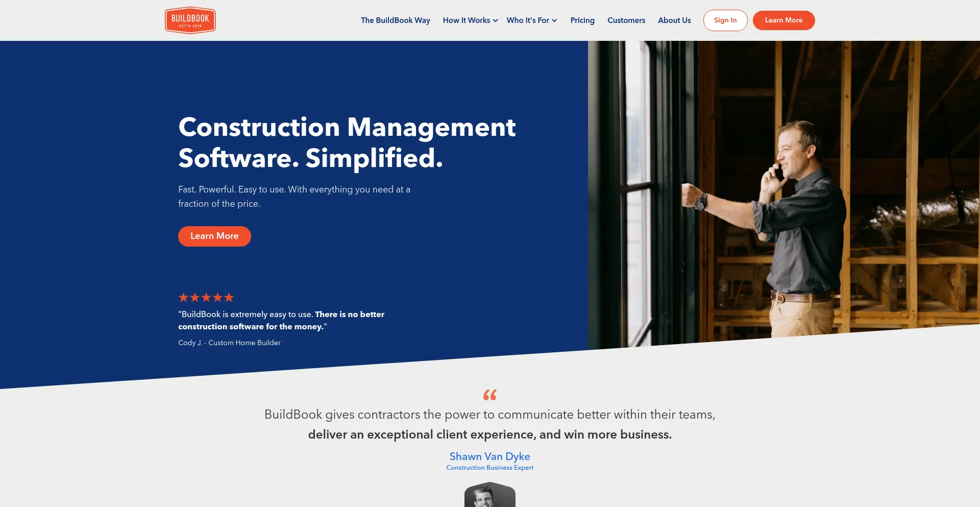 Website screenshot of Buildbook.co