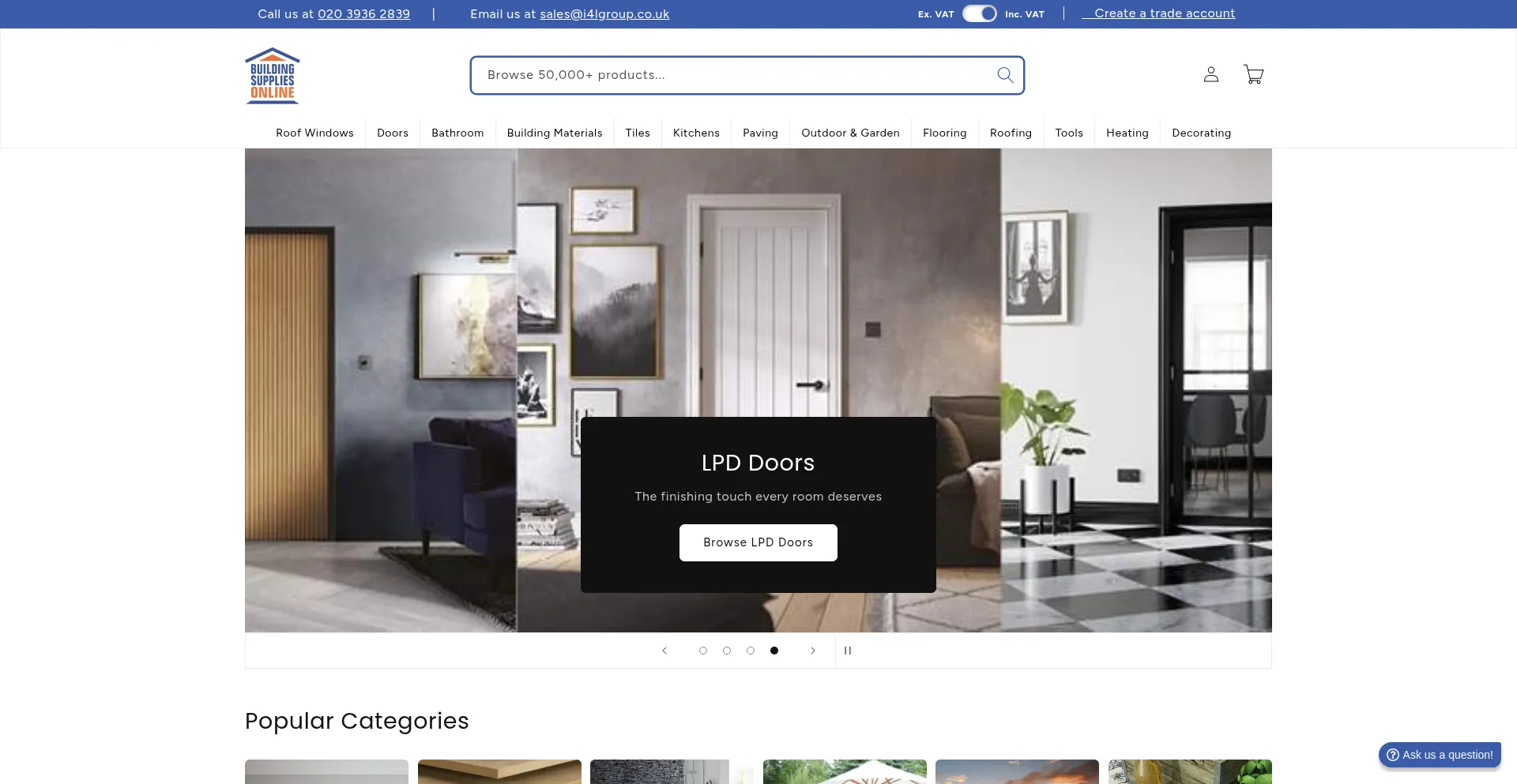 Website screenshot of Building-supplies-online.co.uk