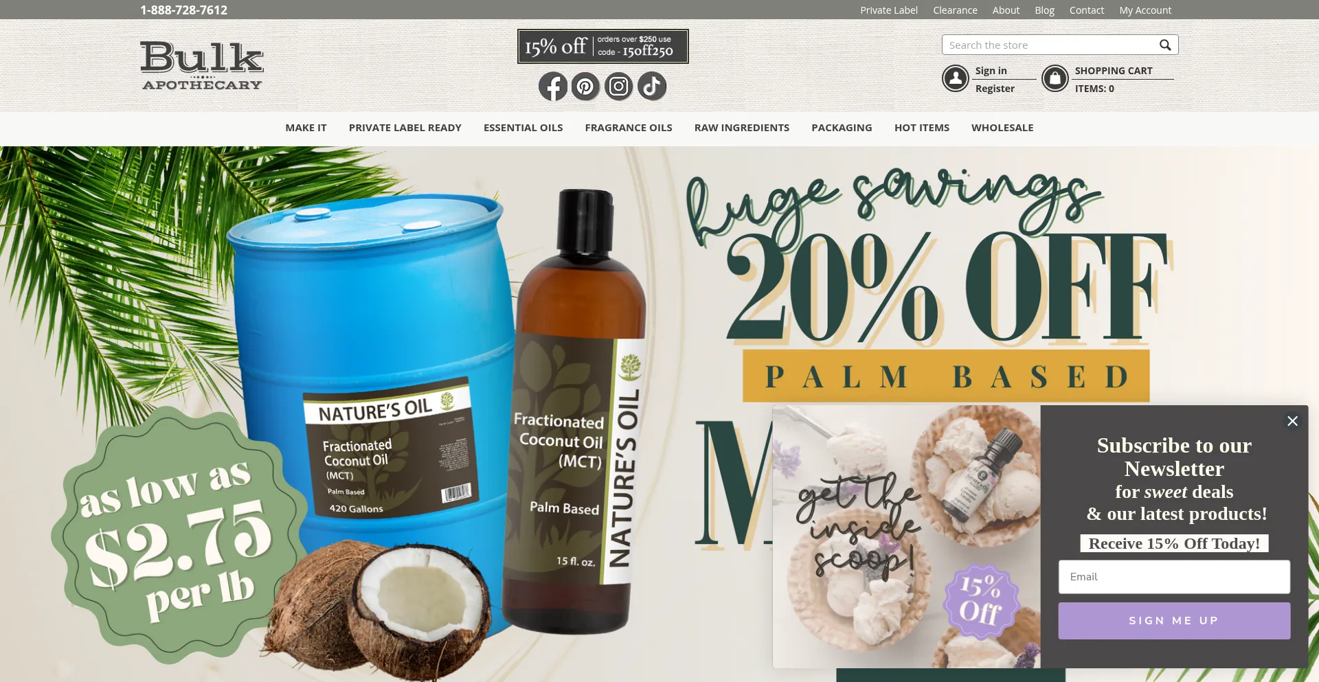 Website screenshot of Bulkapothecary.com