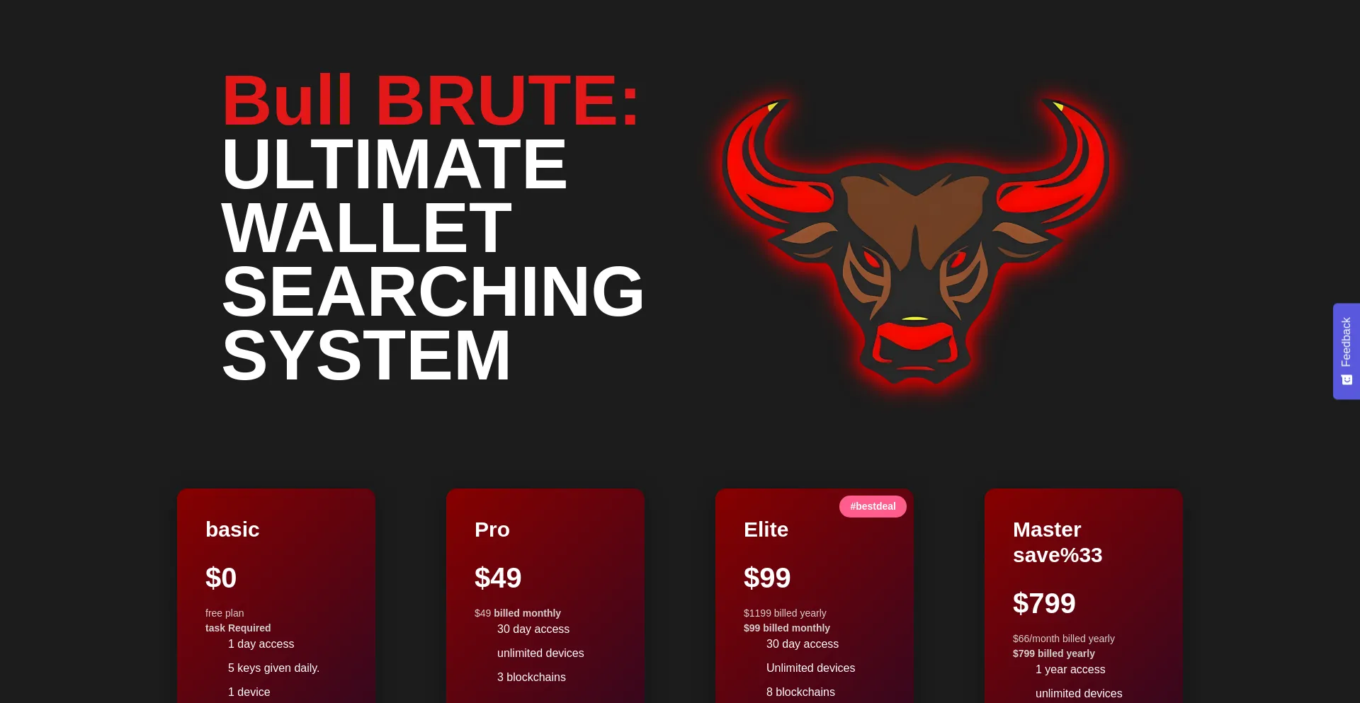 Website screenshot of Bullbrute.com