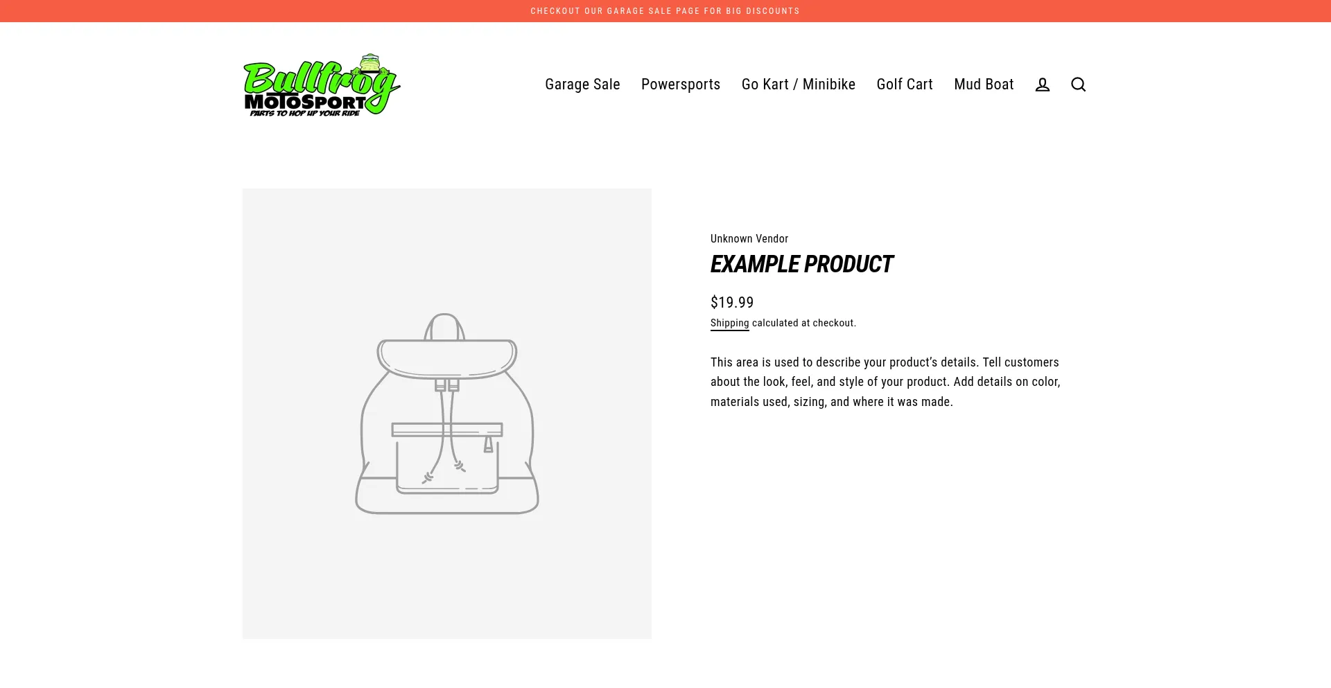 Website screenshot of Bullfrogmotosport.com