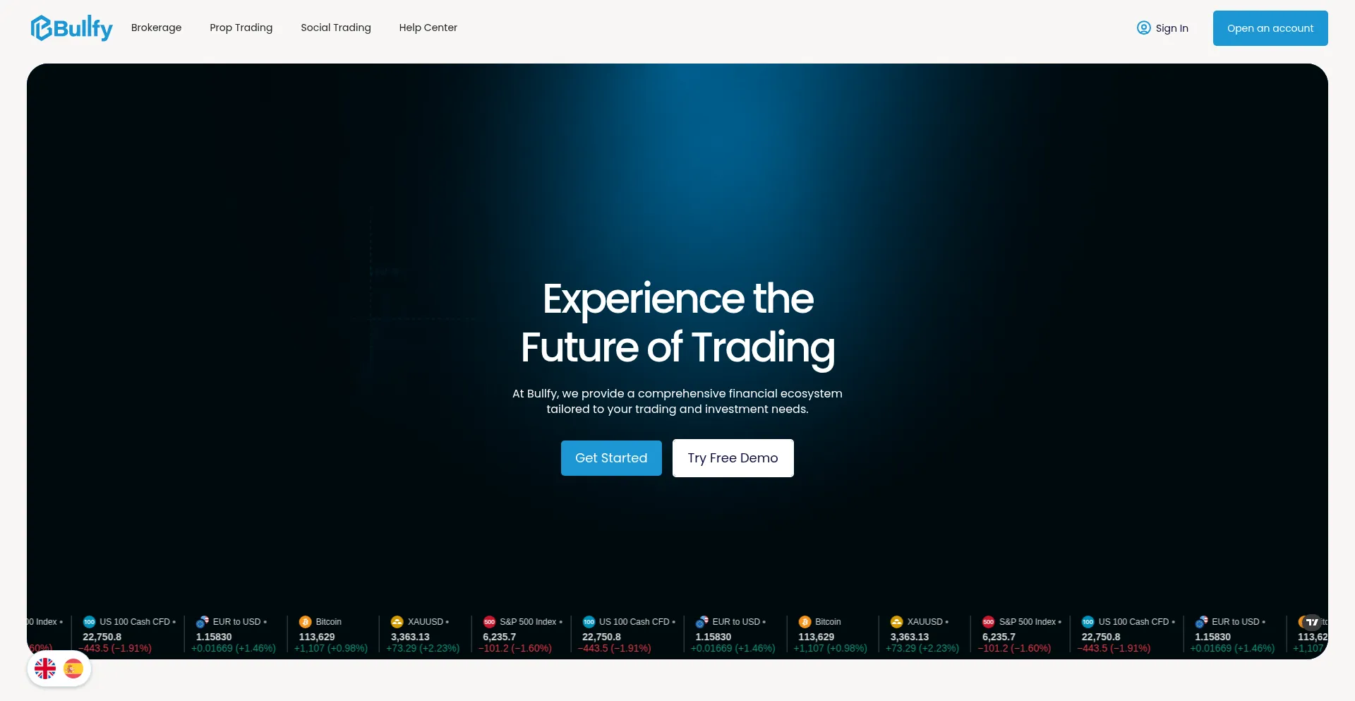 Website screenshot of Bullfy.com