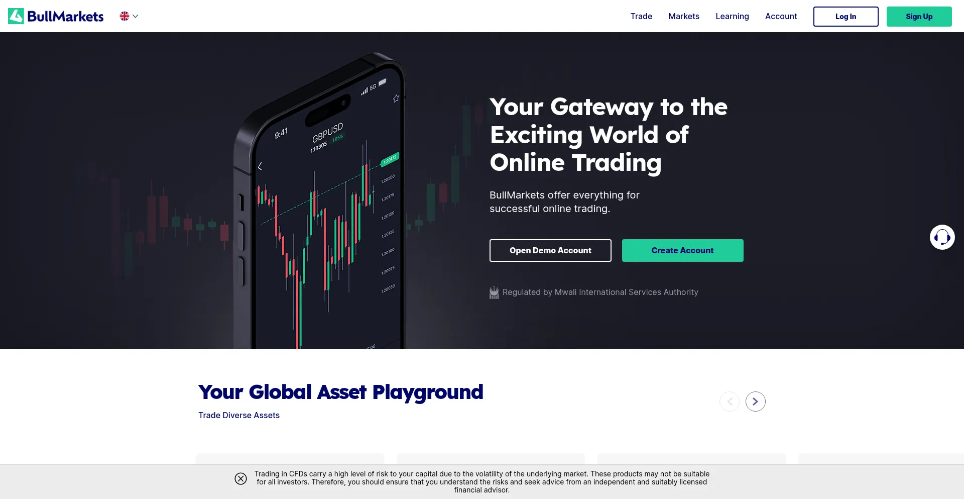 Website screenshot of Bullmarkets.com