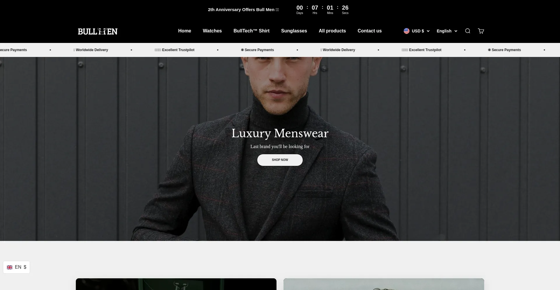 Website screenshot of Bullmenclub.com
