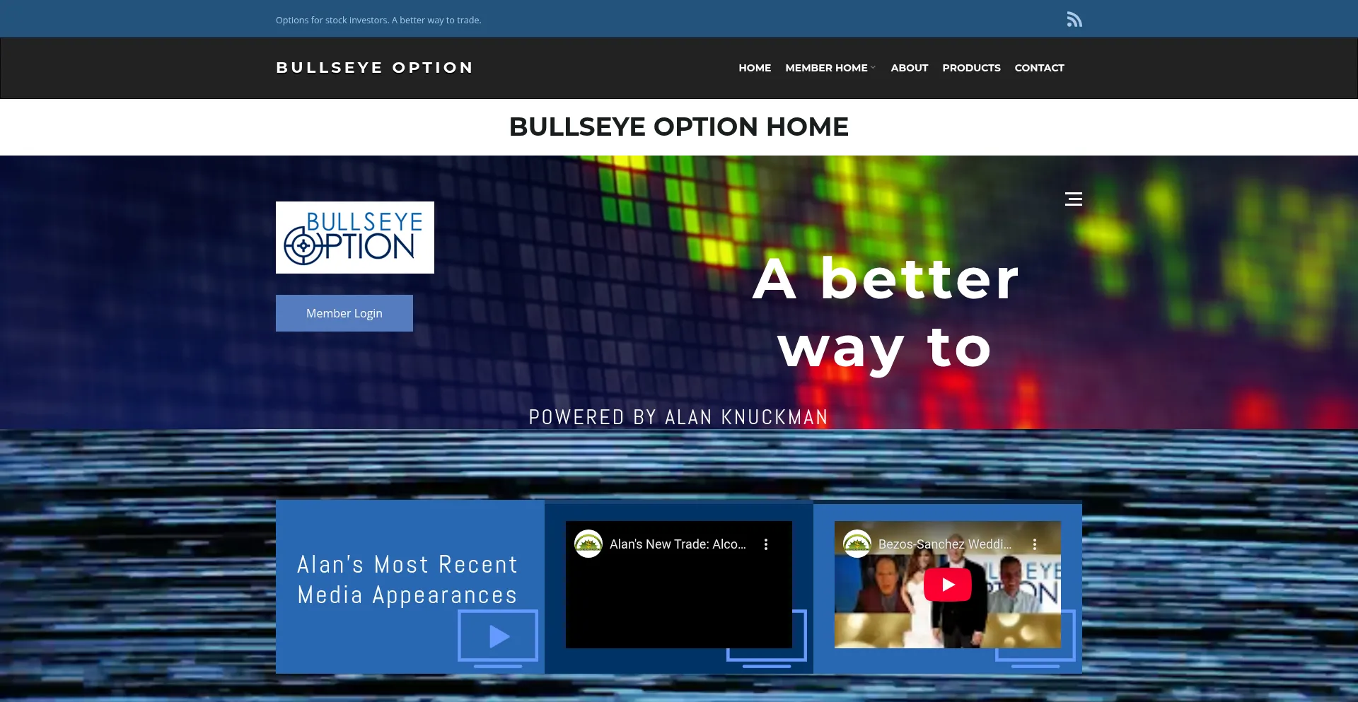 Website screenshot of Bullseyeoption.com
