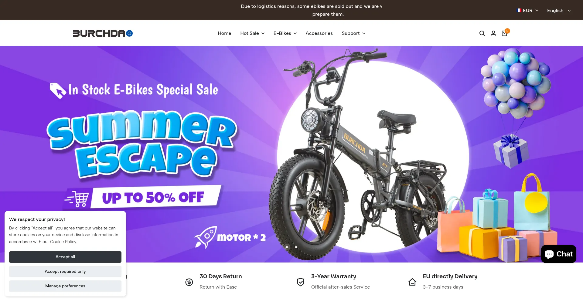 Website screenshot of Burchda.eu