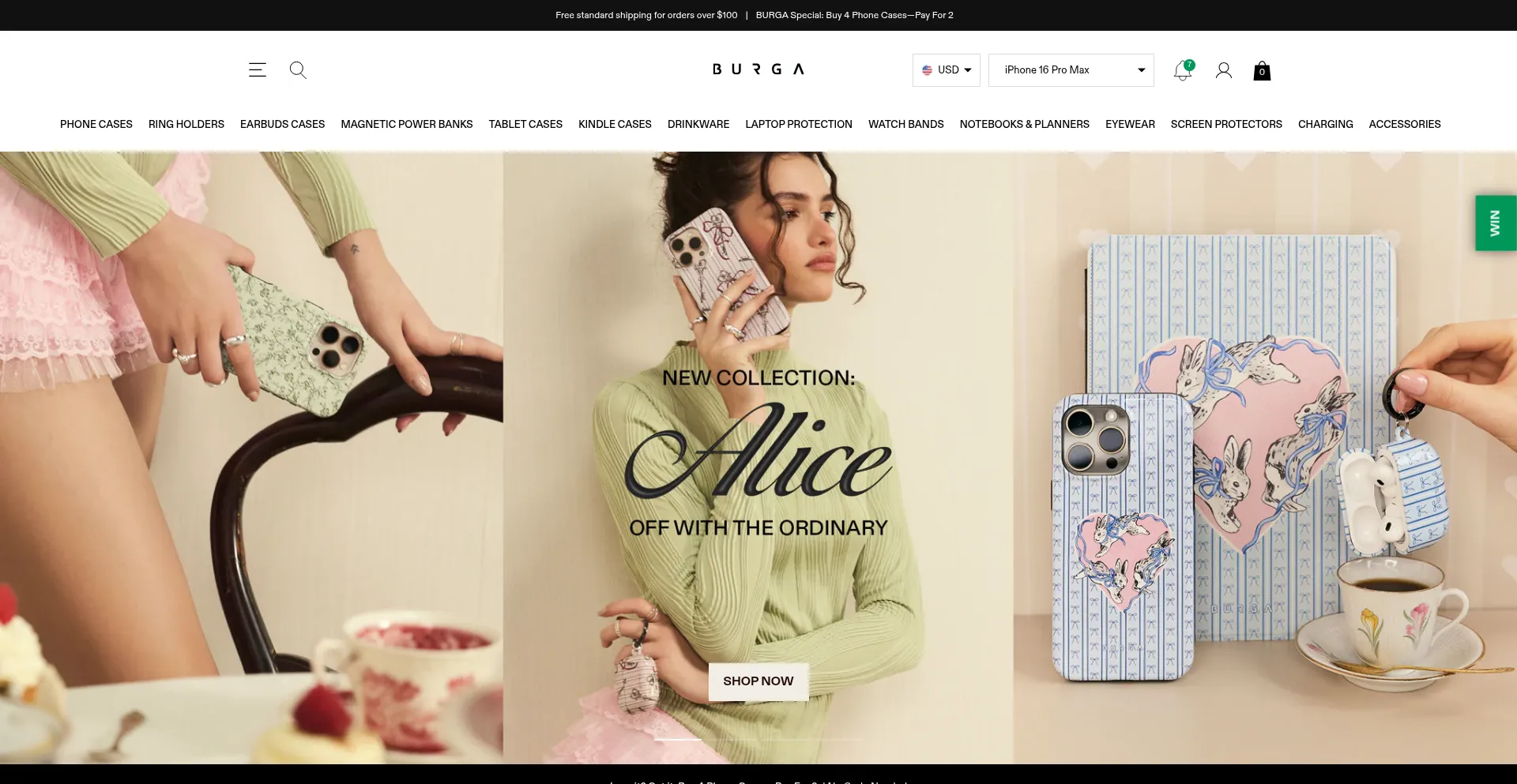 Website screenshot of Burga.com