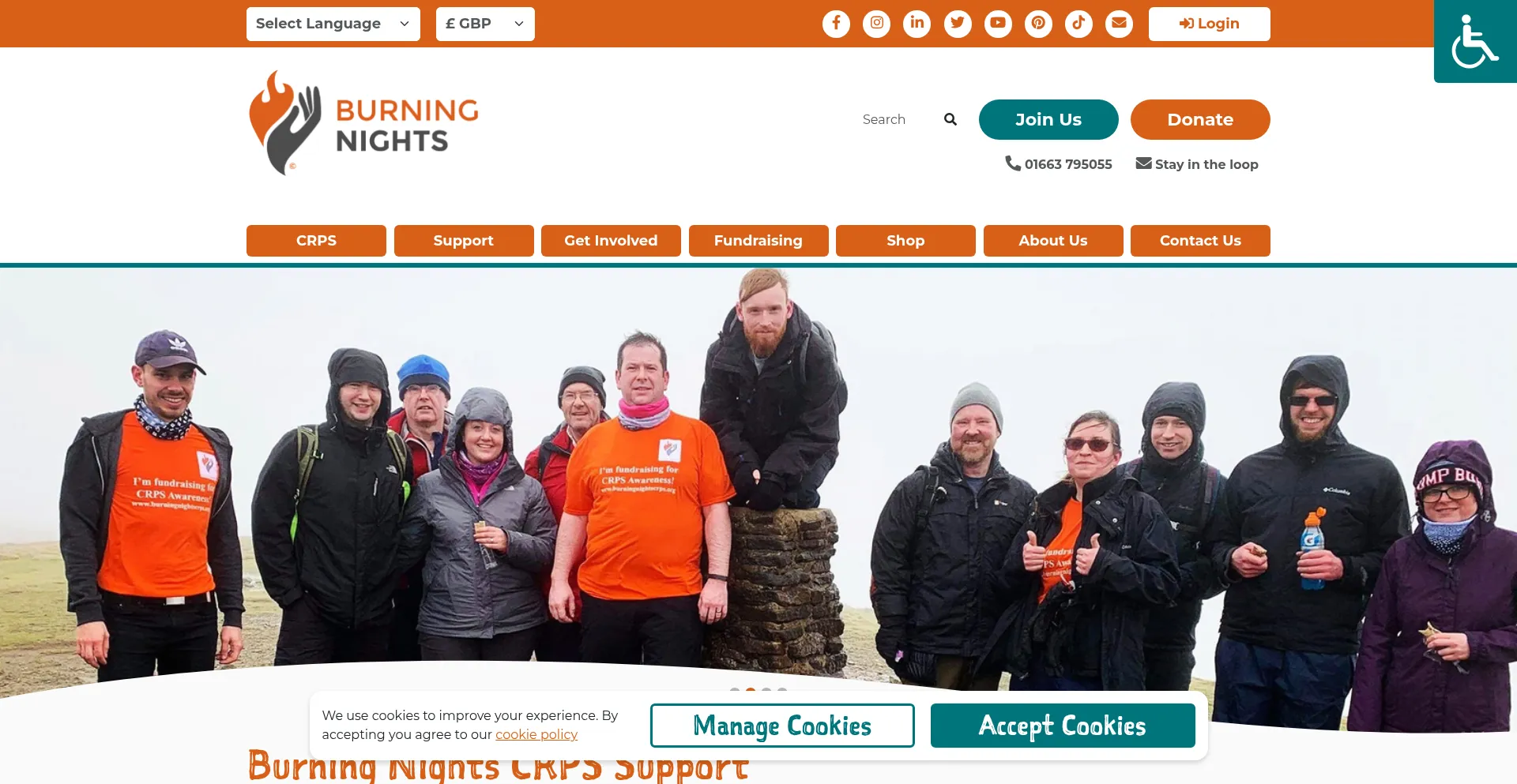 Website screenshot of Burningnightscrps.org