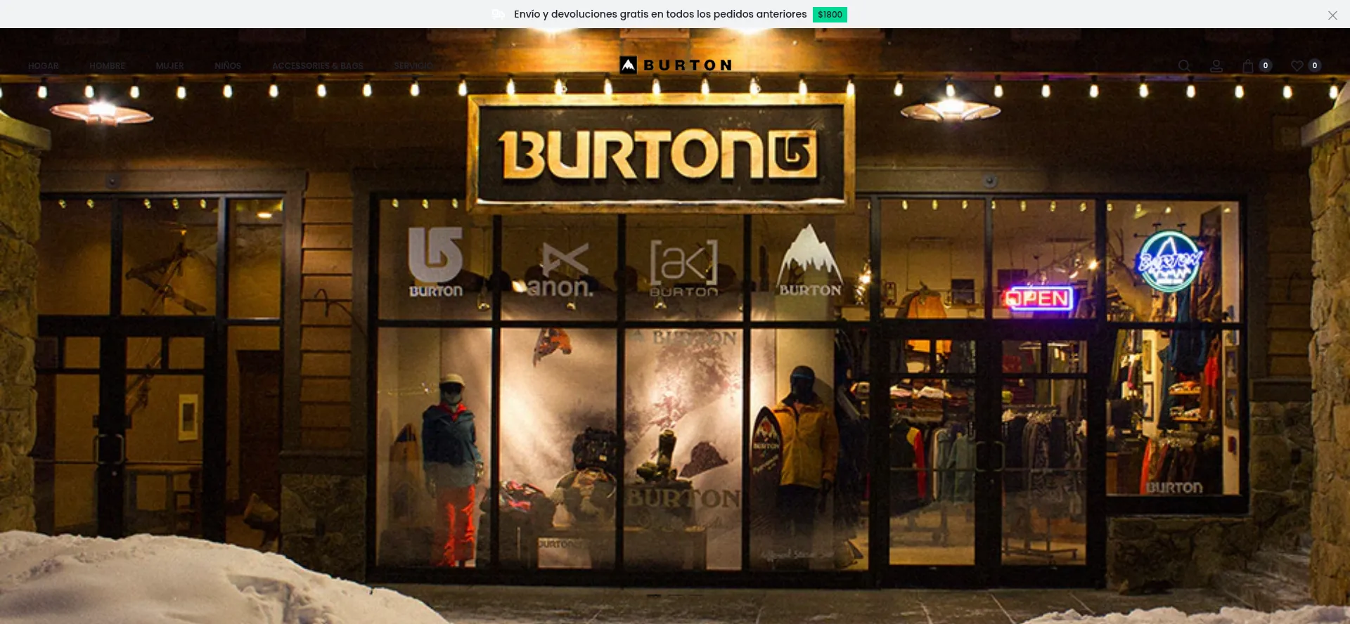 Website screenshot of Burton.com.mx