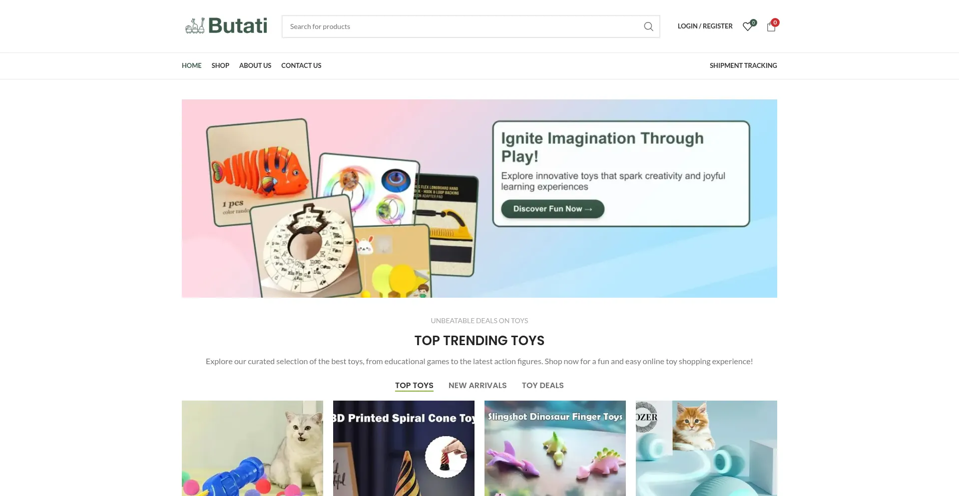 Website screenshot of Butatistore.com