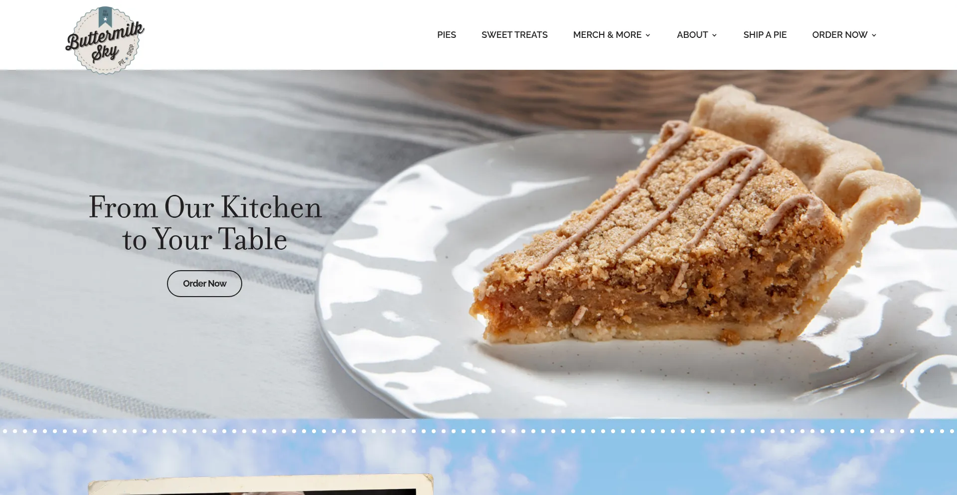 Website screenshot of Buttermilkskypie.com
