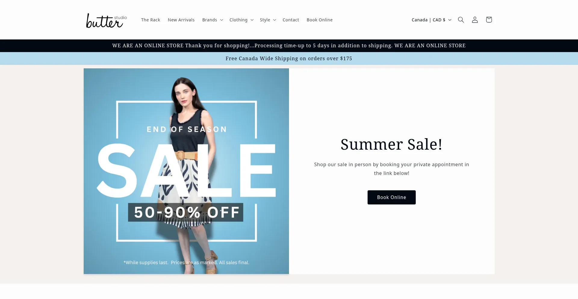 Website screenshot of Butterstudio.ca