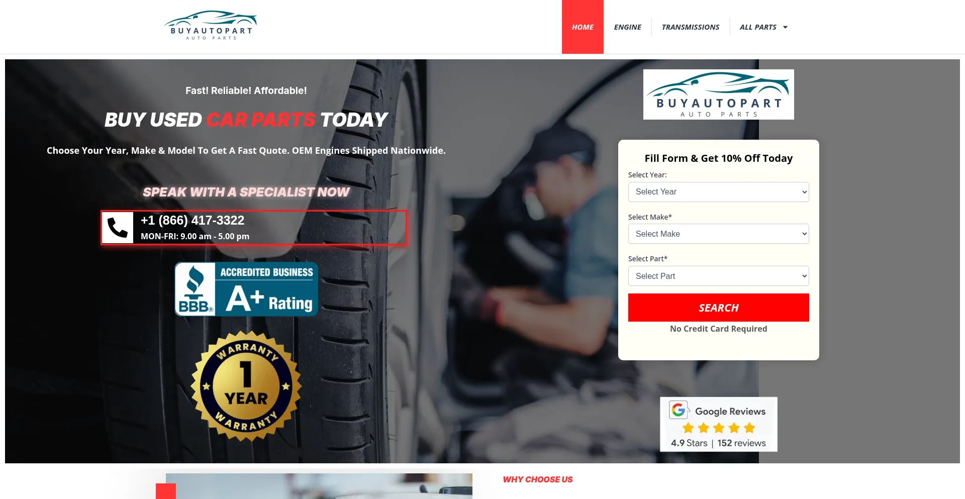 Website screenshot of Buyautopart.us