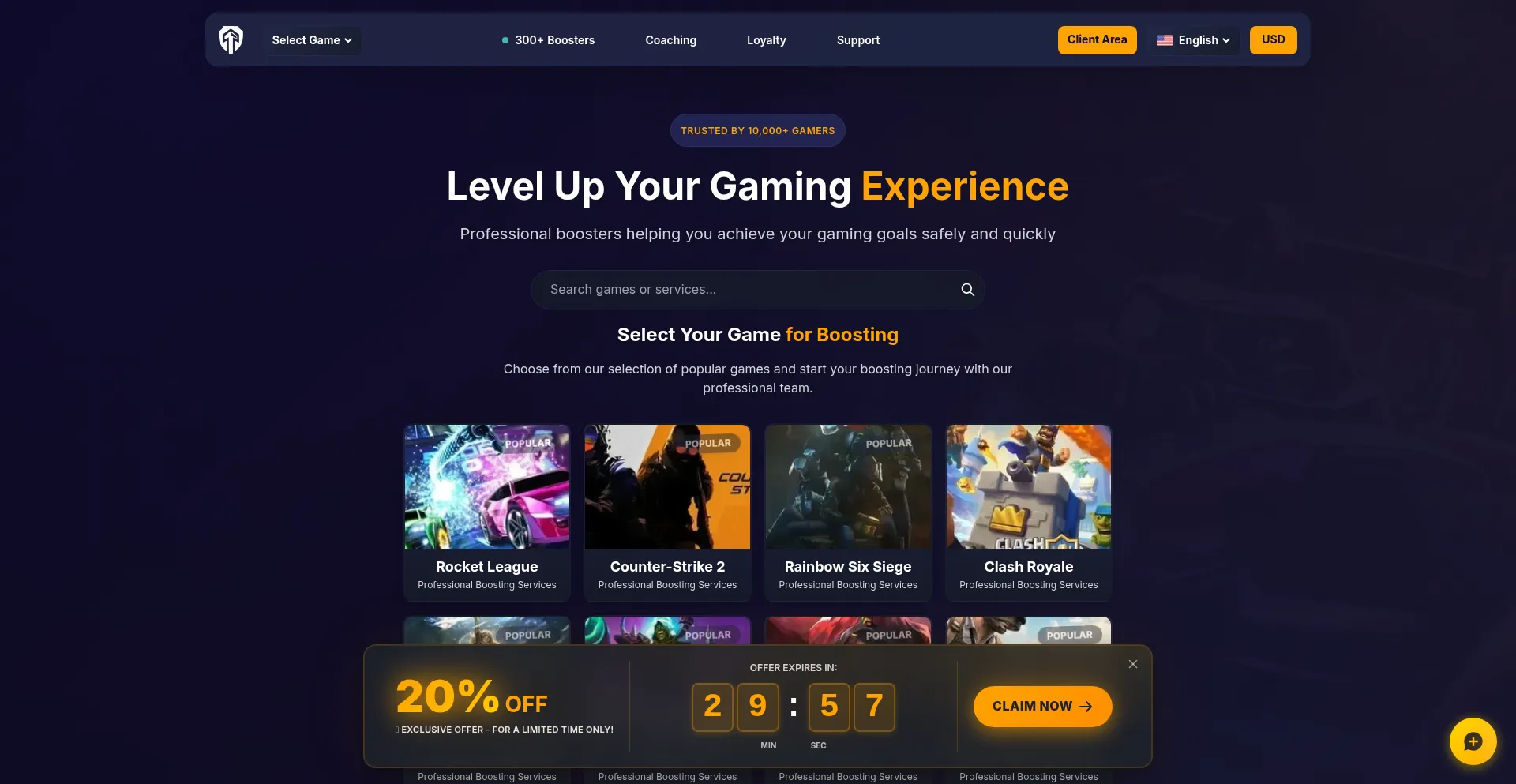 Website screenshot of Buyboosting.com