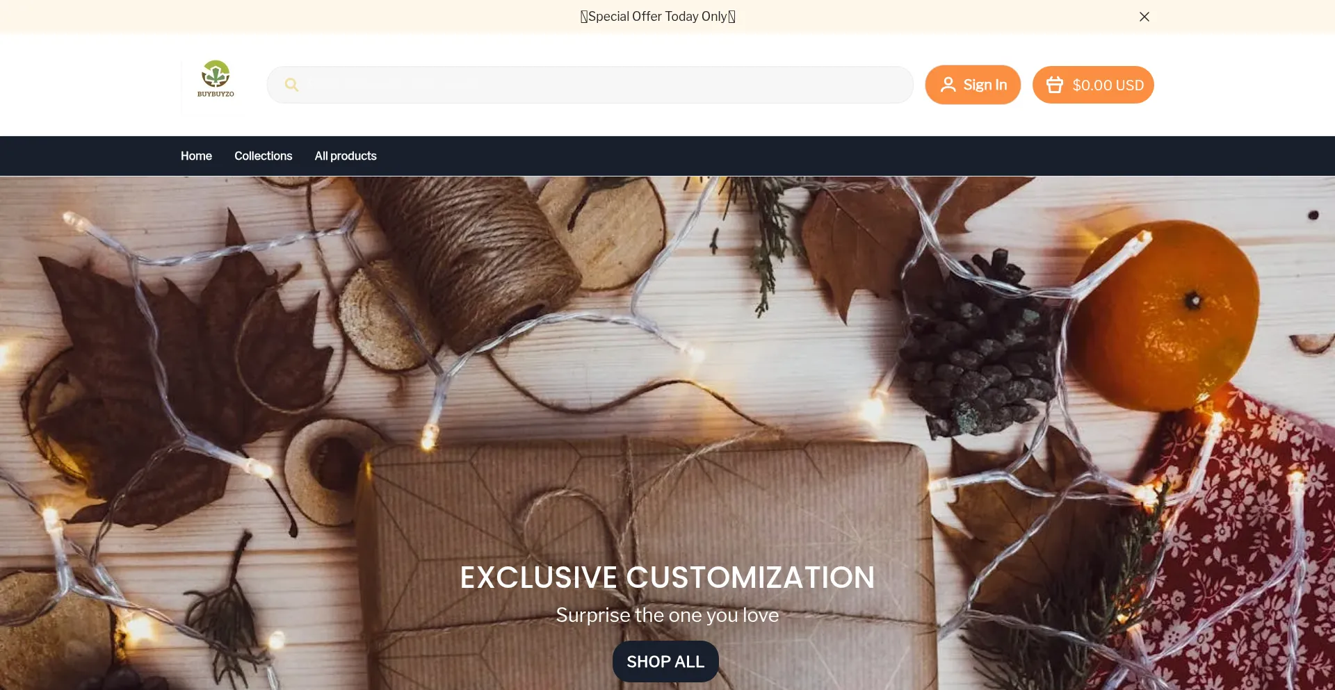 Website screenshot of Buybuyzo.com