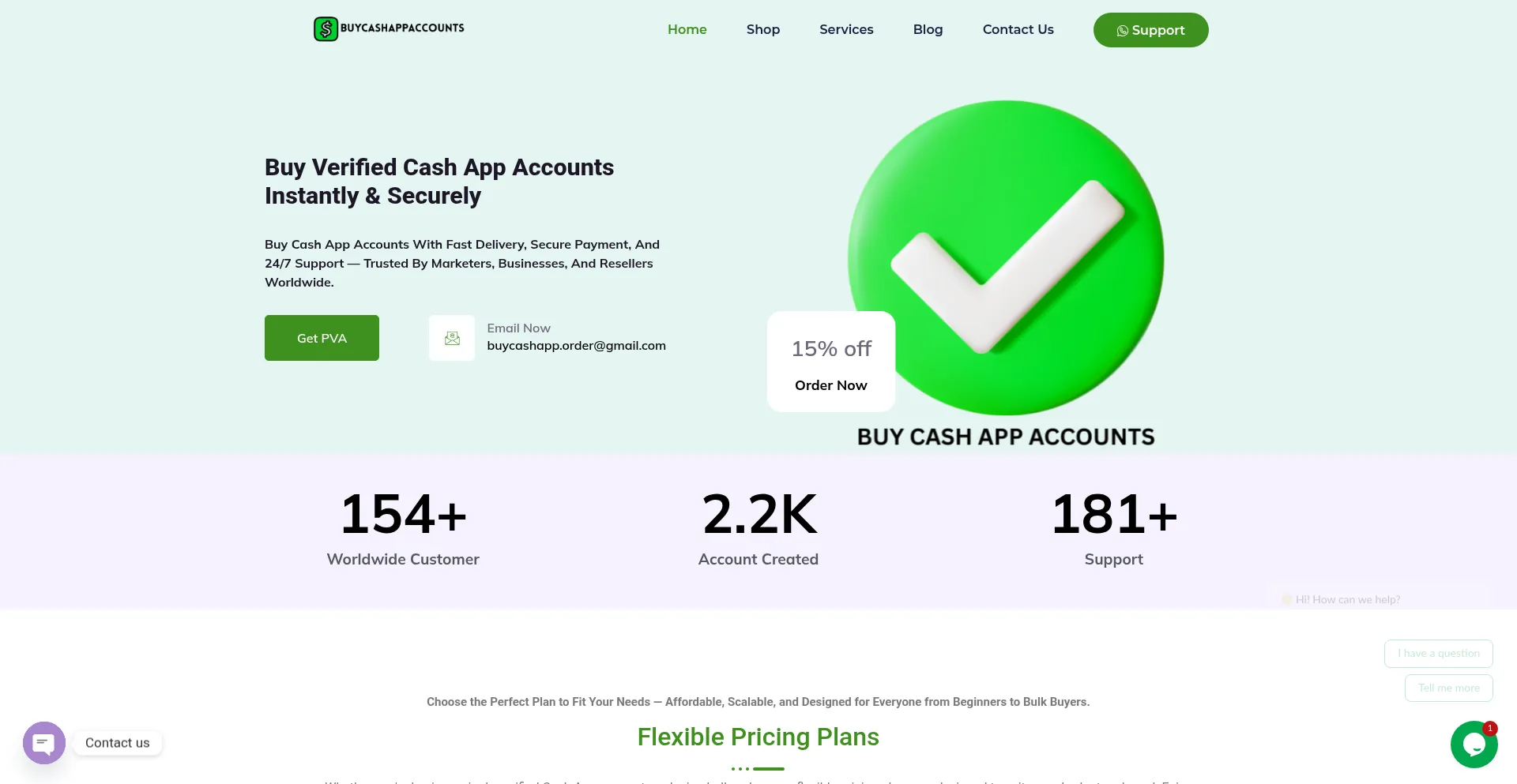 Website screenshot of Buycashappaccounts.com