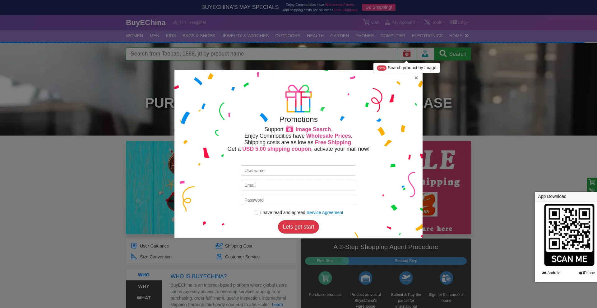 Website screenshot of Buyechina.com