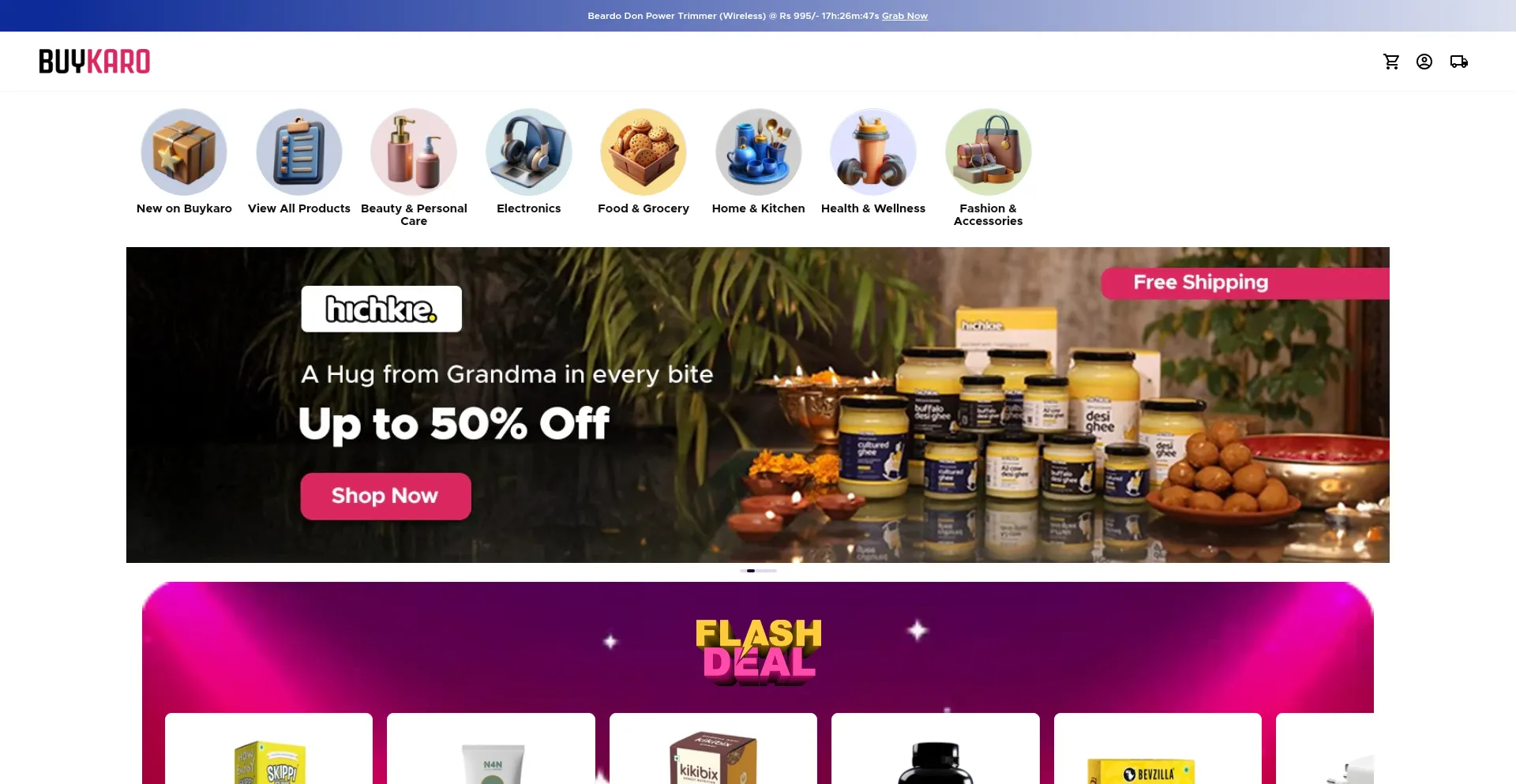 Website screenshot of Buykaro.com