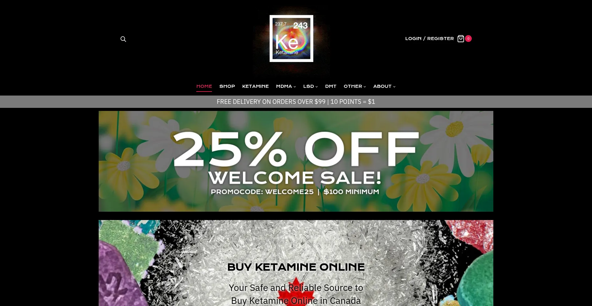 Website screenshot of Buyketaminecanada.io