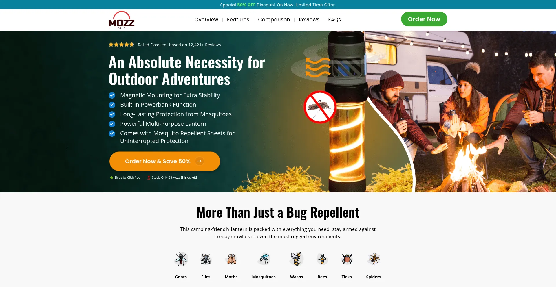 Website screenshot of Buymozzshield.com