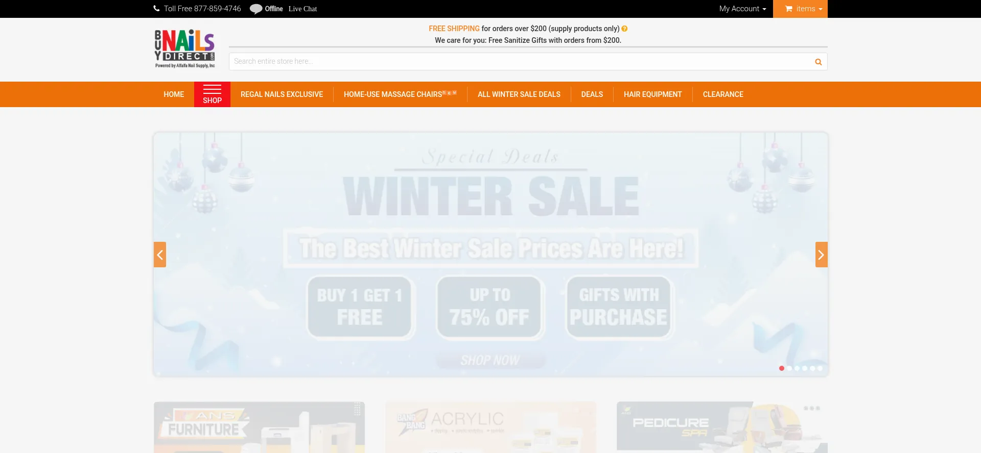 Website screenshot of Buynailsdirect.com