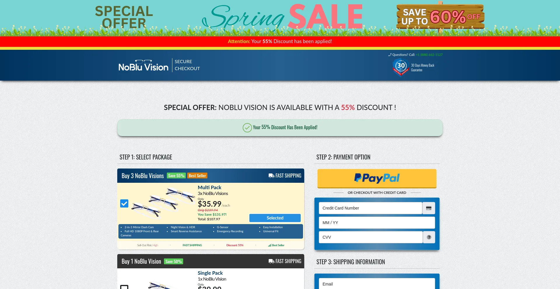 Website screenshot of Buynobluvision.com