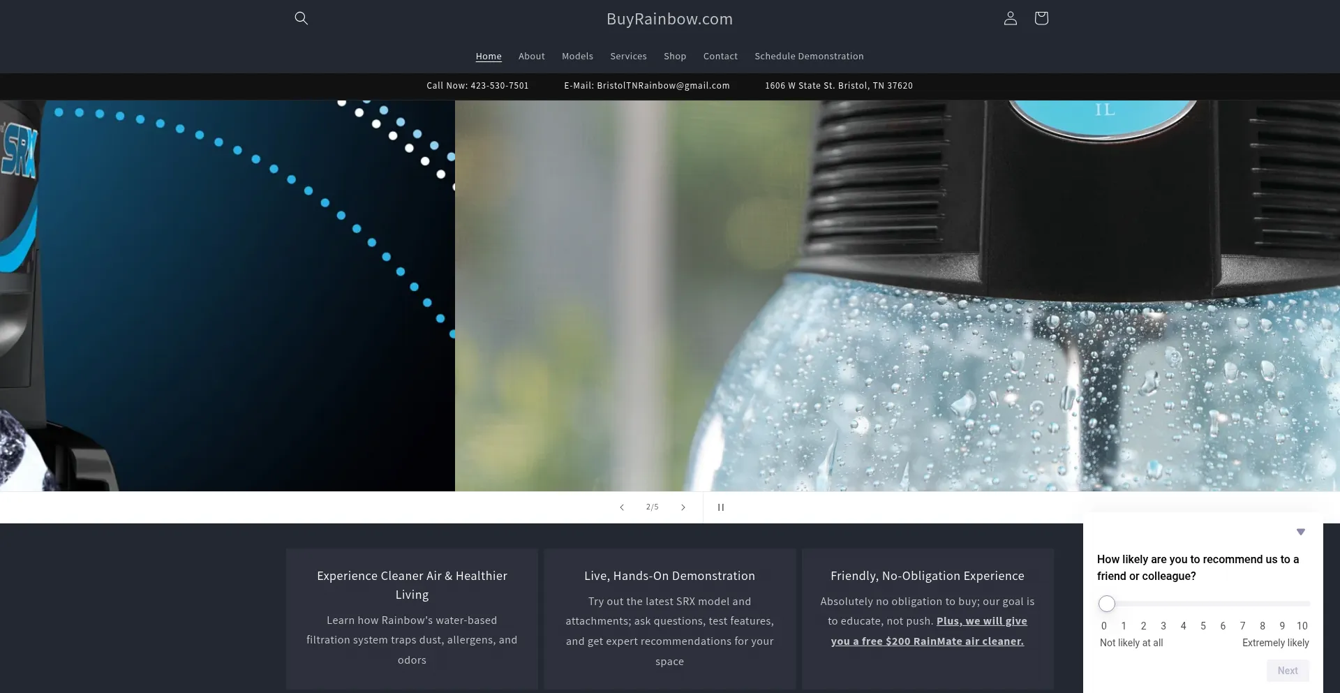 Website screenshot of Buyrainbow.com