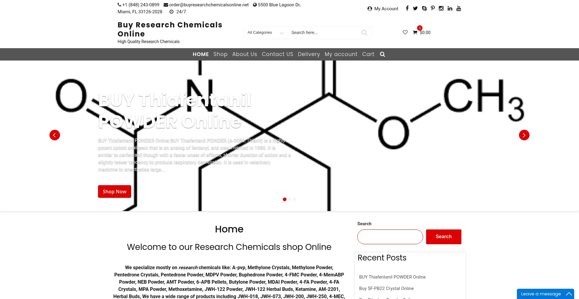 Website screenshot of Buyresearchchemicalsonline.net