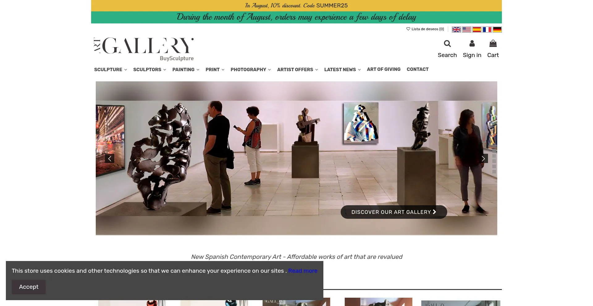 Website screenshot of Buysculpture.com