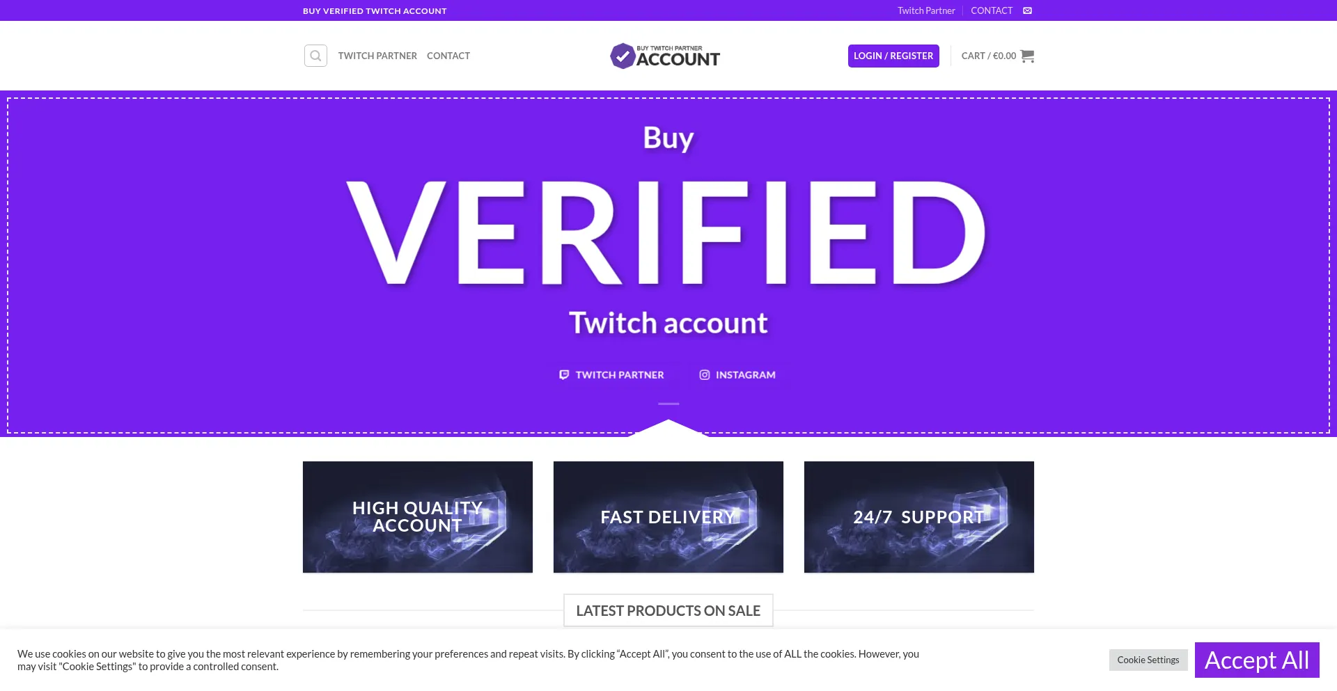 Website screenshot of Buytwitchaccount.com