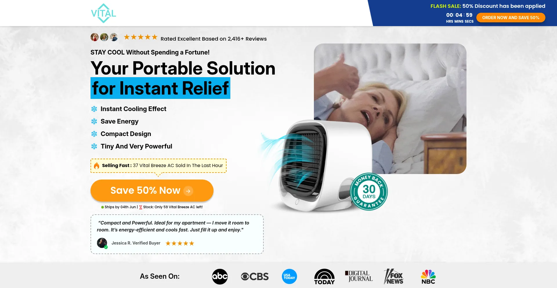 Website screenshot of Buyvitalbreezeac.com