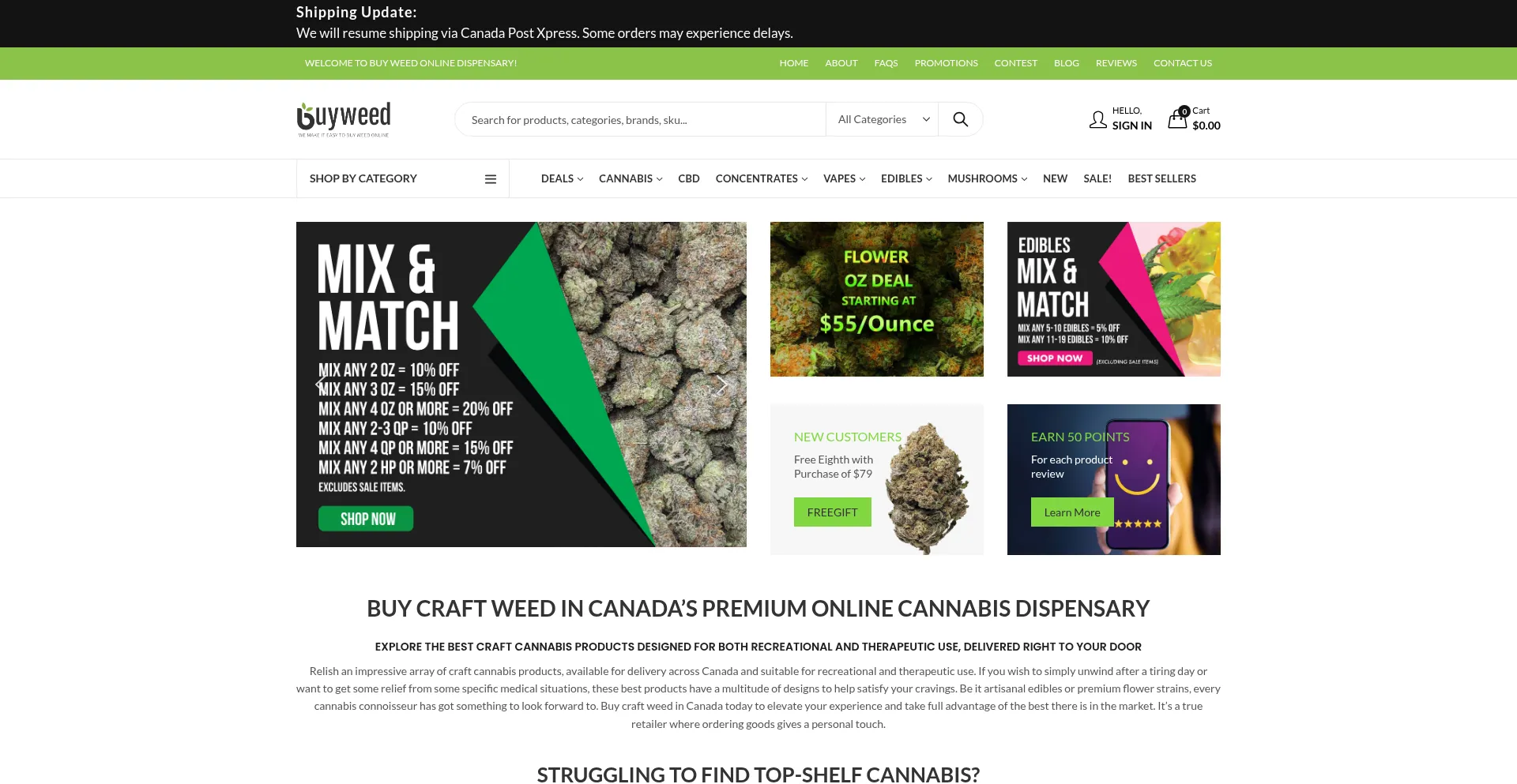 Website screenshot of Buyweed.cc