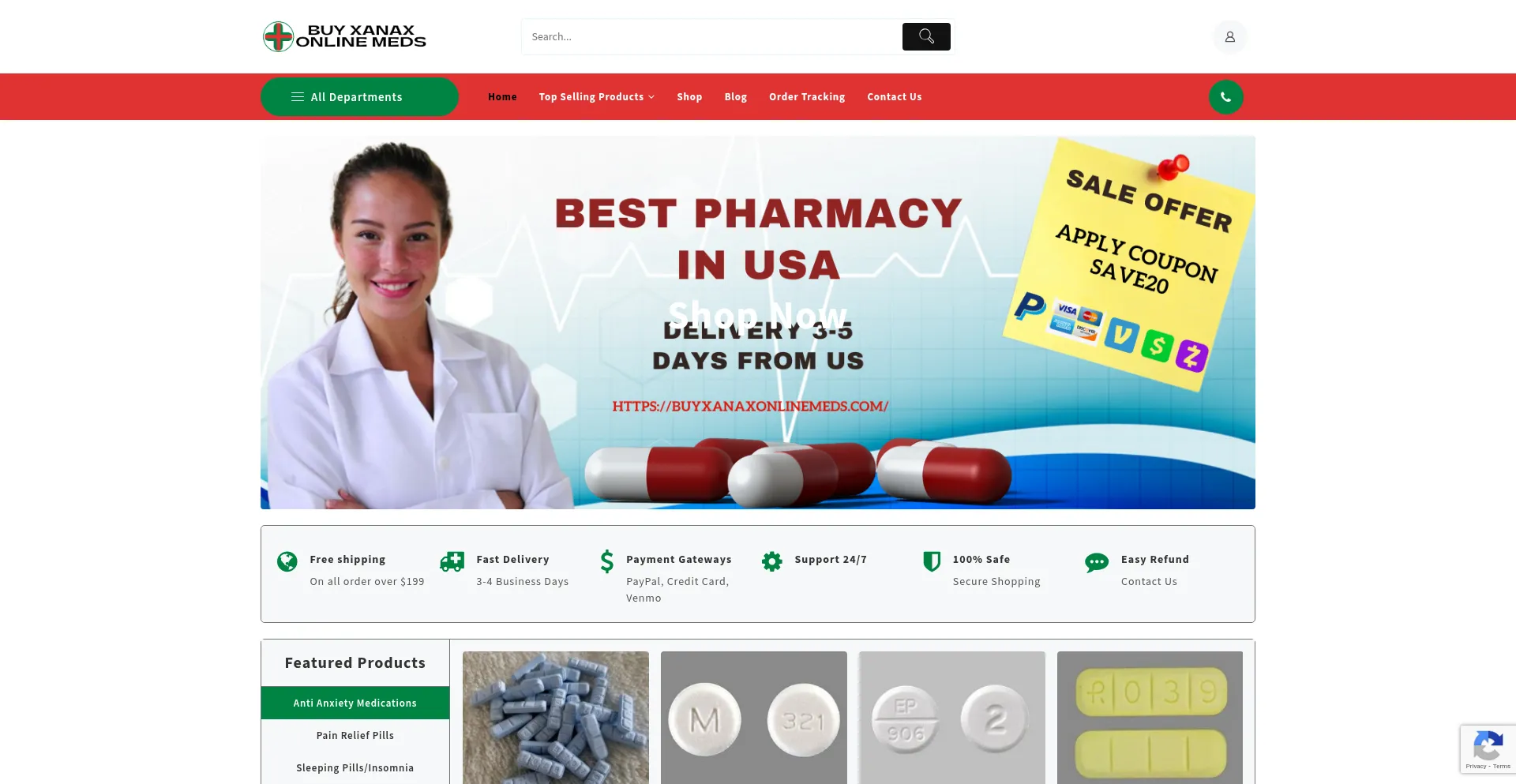 Website screenshot of Buyxanaxonlinemeds.com