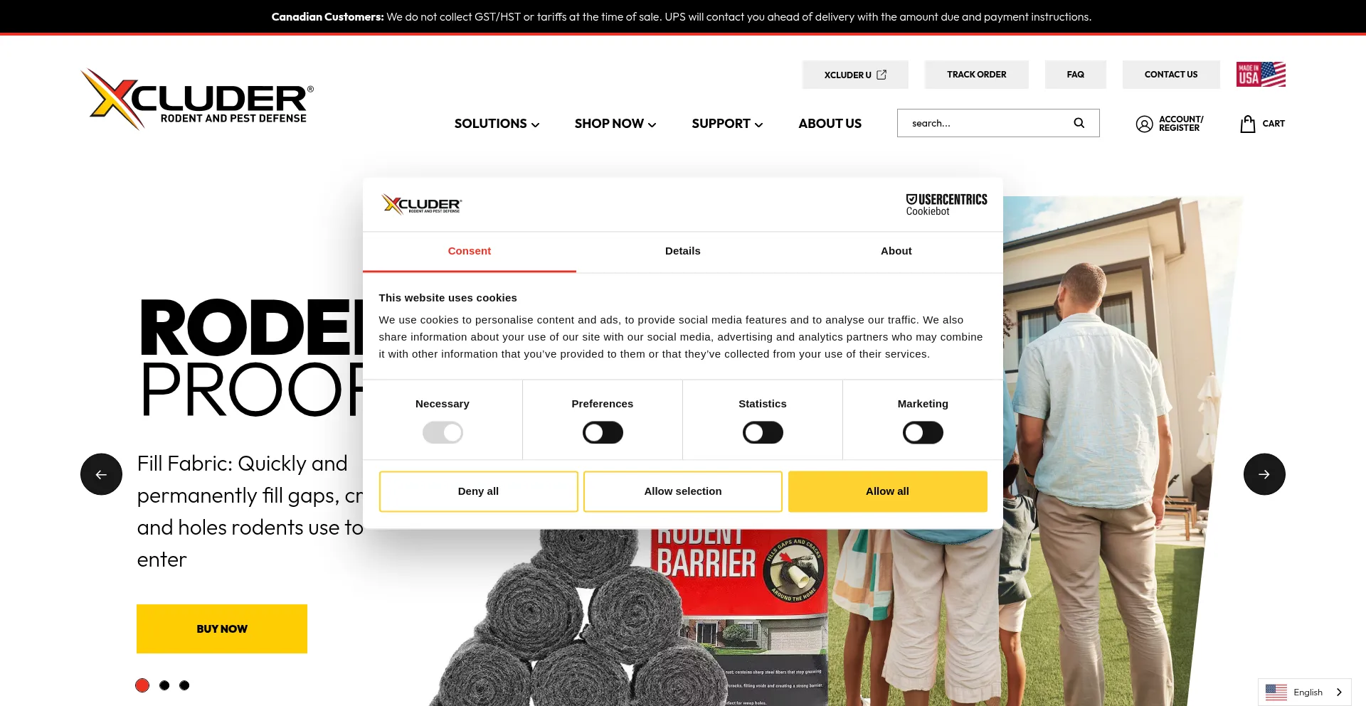 Website screenshot of Buyxcluder.com