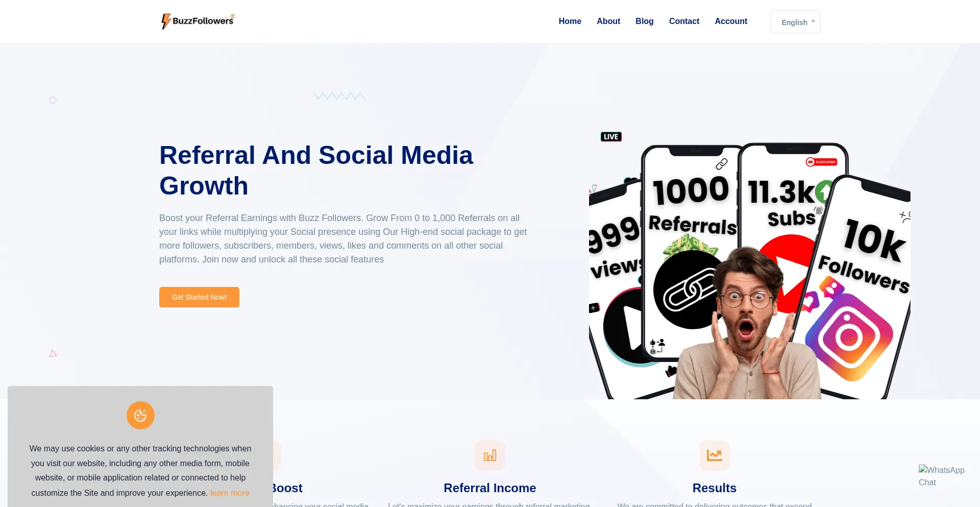 Website screenshot of Buzzfollowers.org