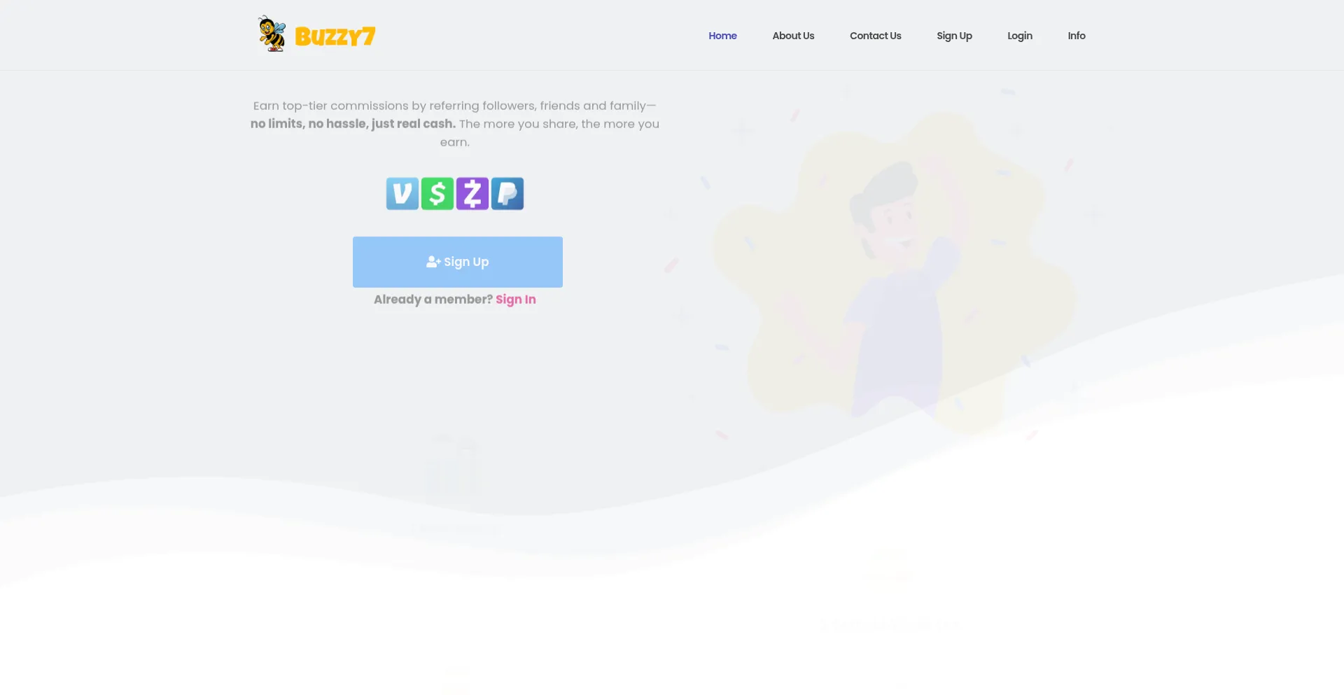 Website screenshot of Buzzy7.com