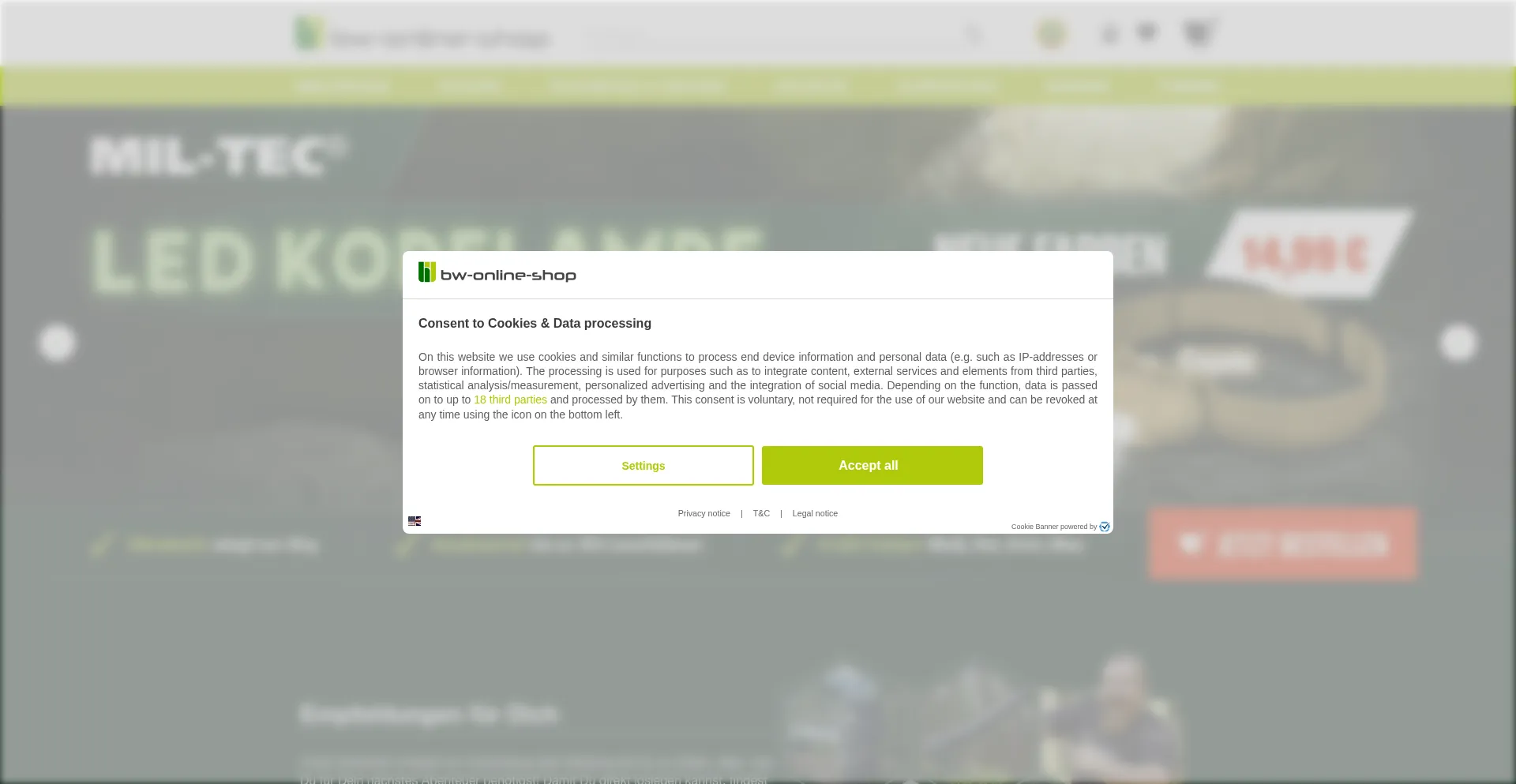 Website screenshot of Bw-online-shop.com