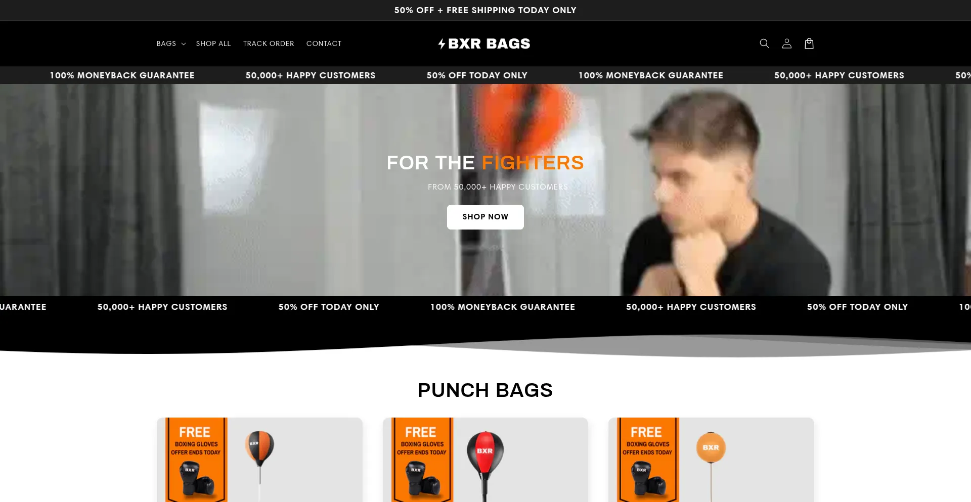 Website screenshot of Bxrbags.com