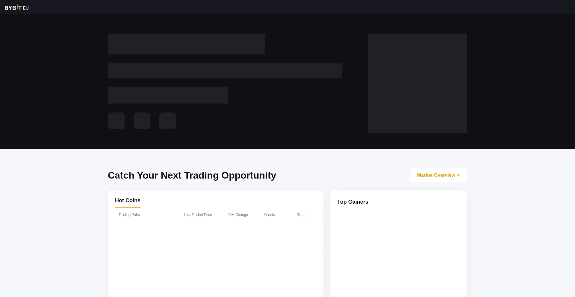 Website screenshot of Bybit.eu