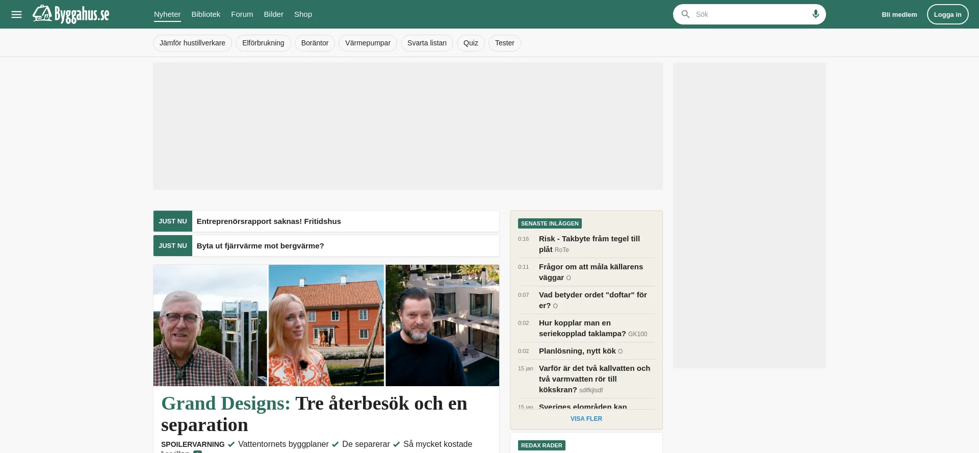 Website screenshot of Byggahus.se