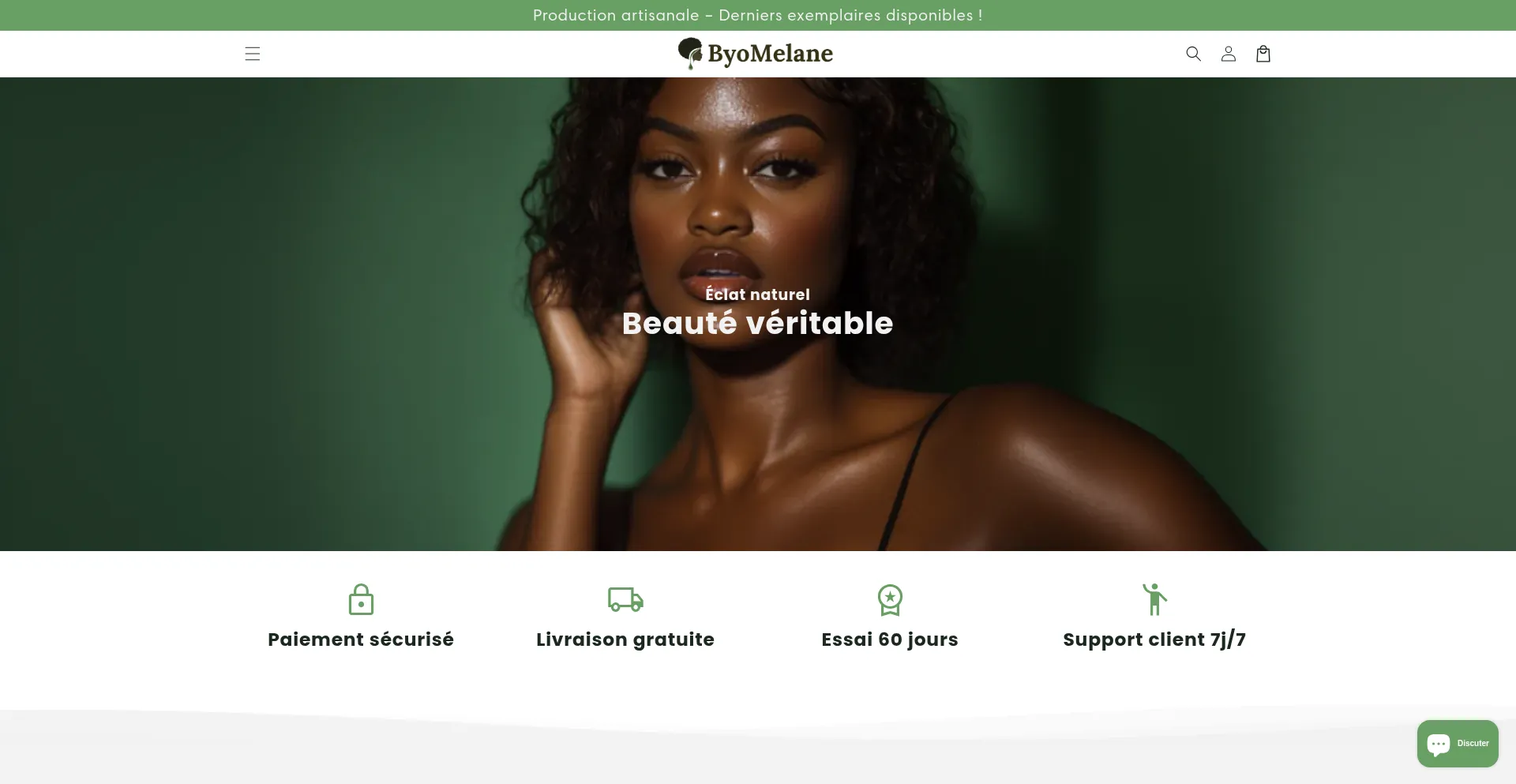 Website screenshot of Byomelane.com