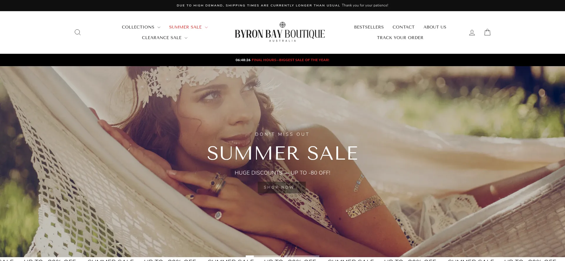 Website screenshot of Byronbay-boutique.com