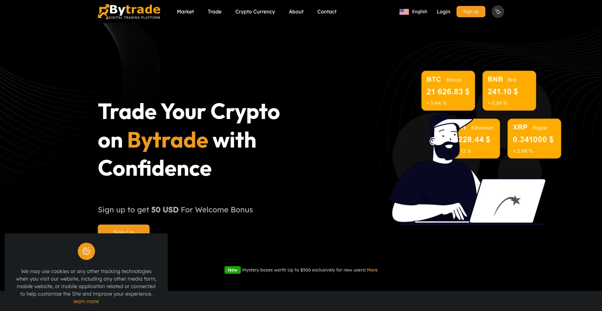 Website screenshot of Bytradex.pro