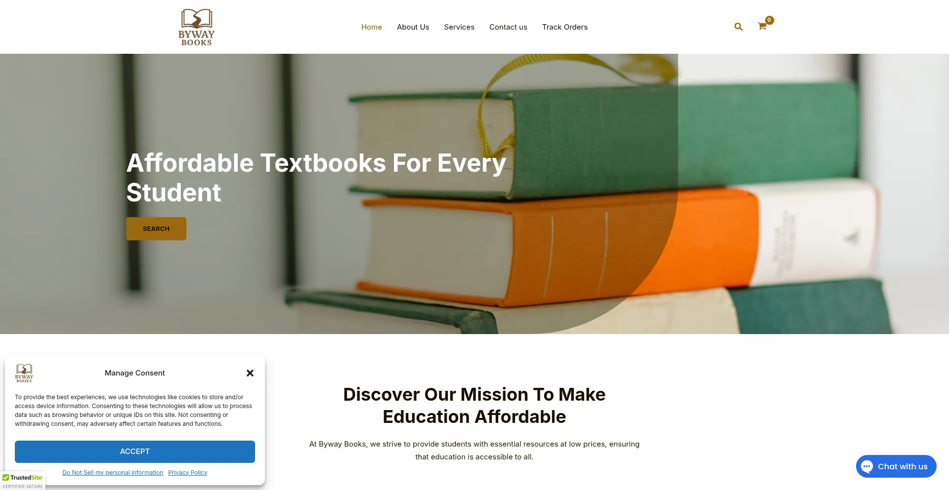 Website screenshot of Bywaybooks.com