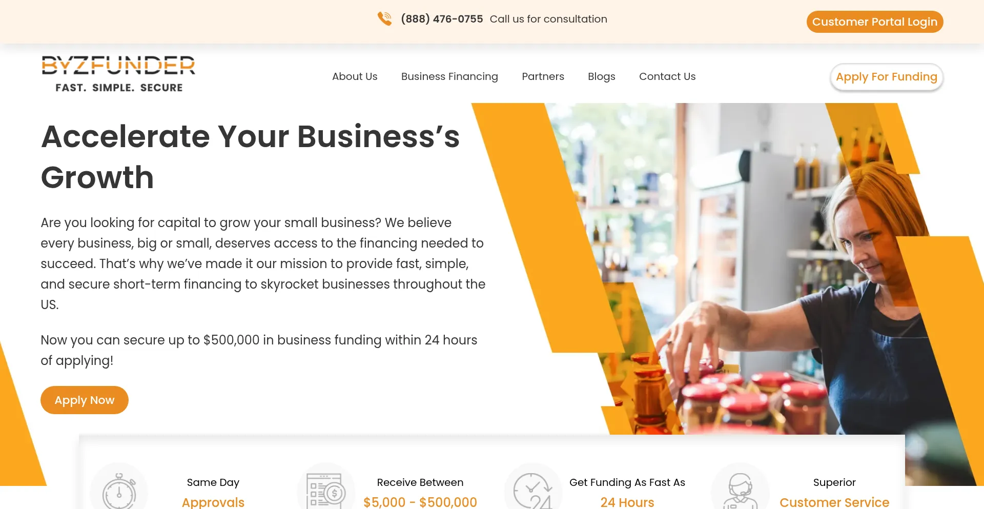 Website screenshot of Byzfunder.com