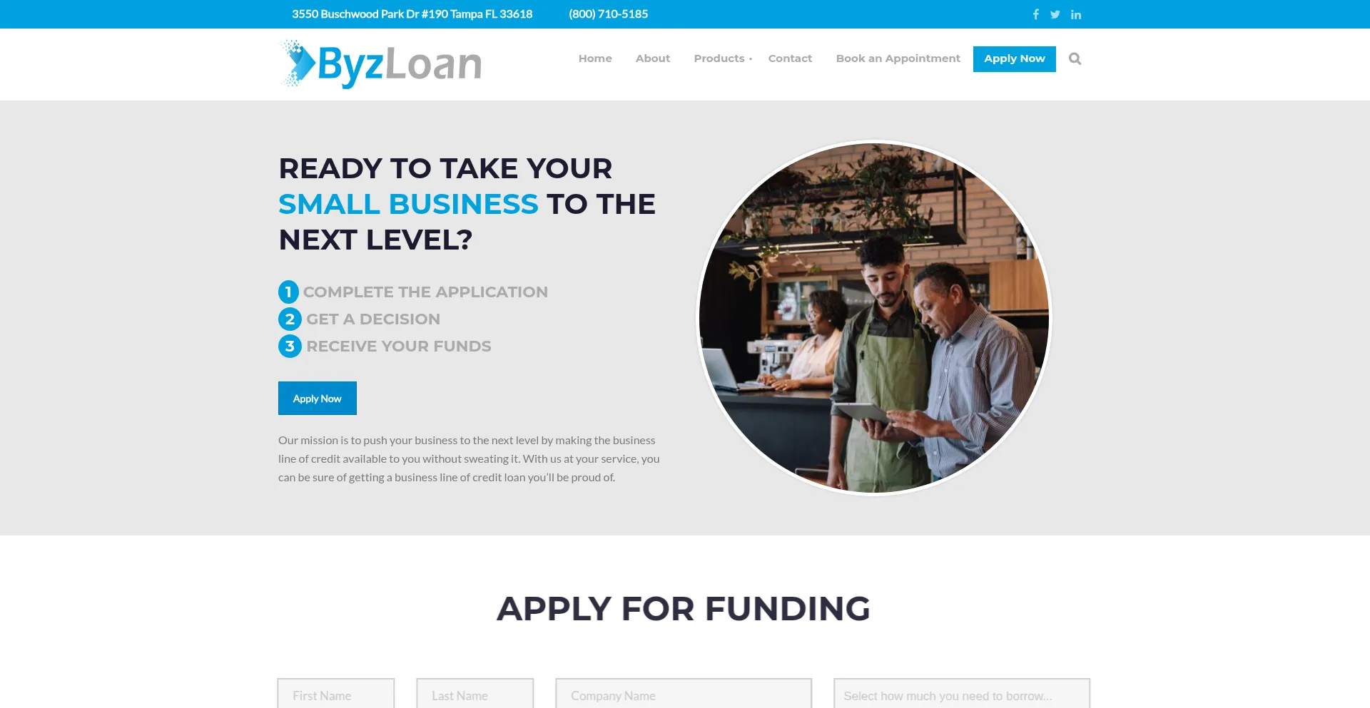 Website screenshot of Byzloan.com